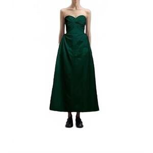 NEW KIKA VARGAS rose maxi dress in pine taffeta